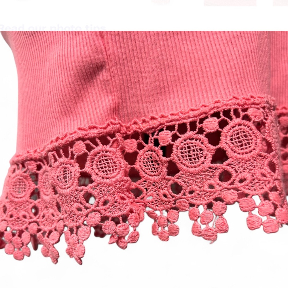 NO BOUNDARIES Pink Ribbed Lace Trim Tank Top L (11-13) NWOT - Picture 2 of 7